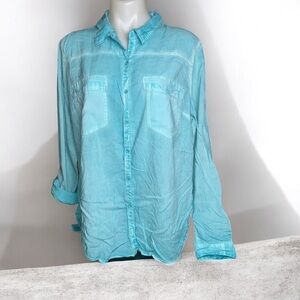 * Maurices Teal Casual Button Down Shirt size large cotton blend